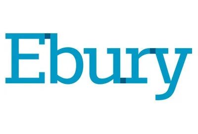 Ebury logo in blue text.